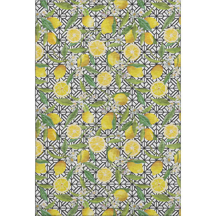8' X 10' Boical Leaves Washable Area Rug With UV Protection - Yellow