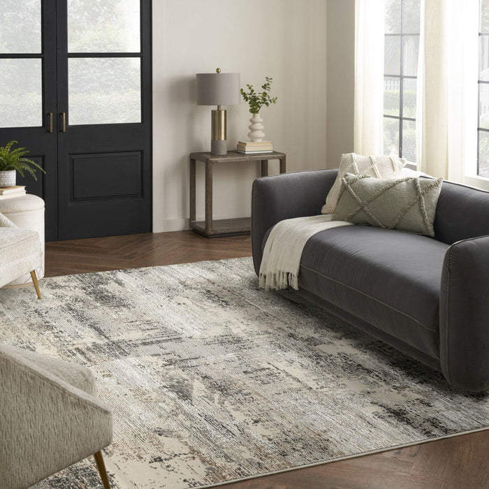 12' X 9' Abstract Non Skid Area Rug - Beige / Gray
