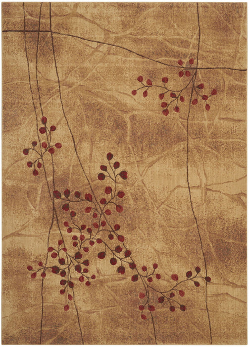 7.8' x 10.8' Floral Power Loom Non Skid Area Rug - Brown