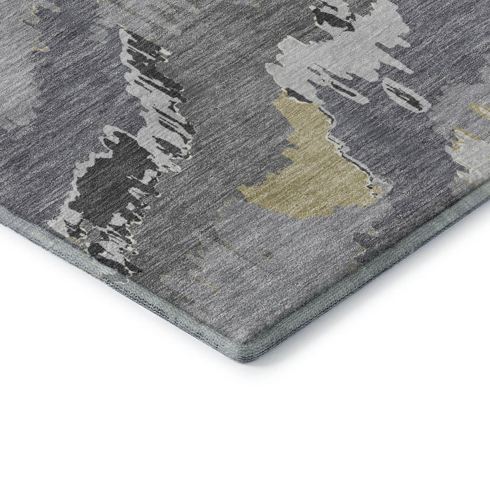 10' X 14' Abstract Washable Area Rug With UV Protection (668657) - Gray / Gold / Ivory