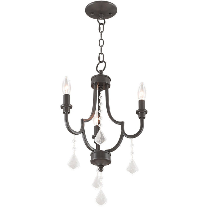 22'' Three Light Dimmable Chandelier With Shades - Bronze