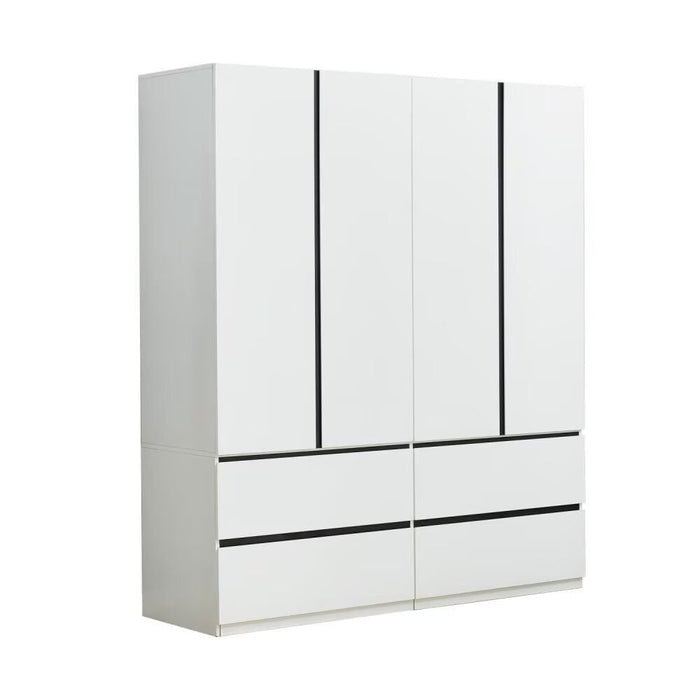 74" Four Door Four Drawer Combo Dresser - White And Black