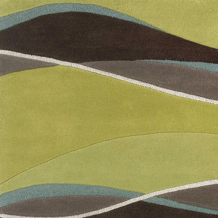 8' x 11' Hand Tufted Abstract Waves Indoor Area Rug - Lime Mocha