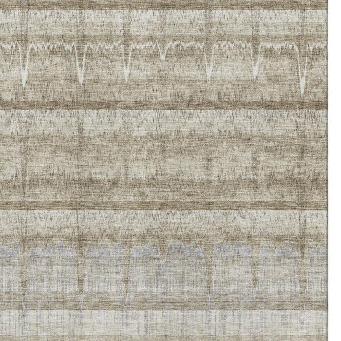 10' X 14' Striped Washable Area Rug With UV Protection (652869) - Taupe / Gray / Beige