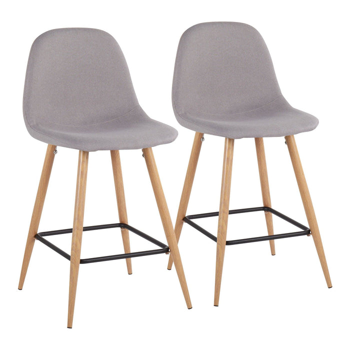 Pebble - Mid-Century Modern Counter Stool With Light Gray Seat (Set of 2)