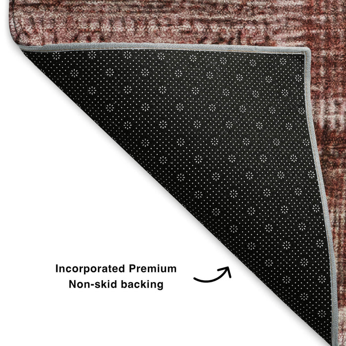 10' X 14' Patchwork Washable Area Rug With UV Protection (652923) - Burgundy / Ivory