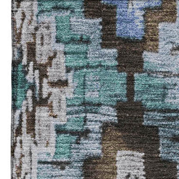 10' X 14' Washable Area Rug With UV Protection (707107) - Brown / Blue