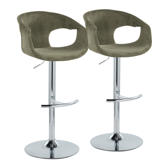 Curvo - Adjustable Barstool With Rounded T Footrest (Set of 2) - Chrome Metal