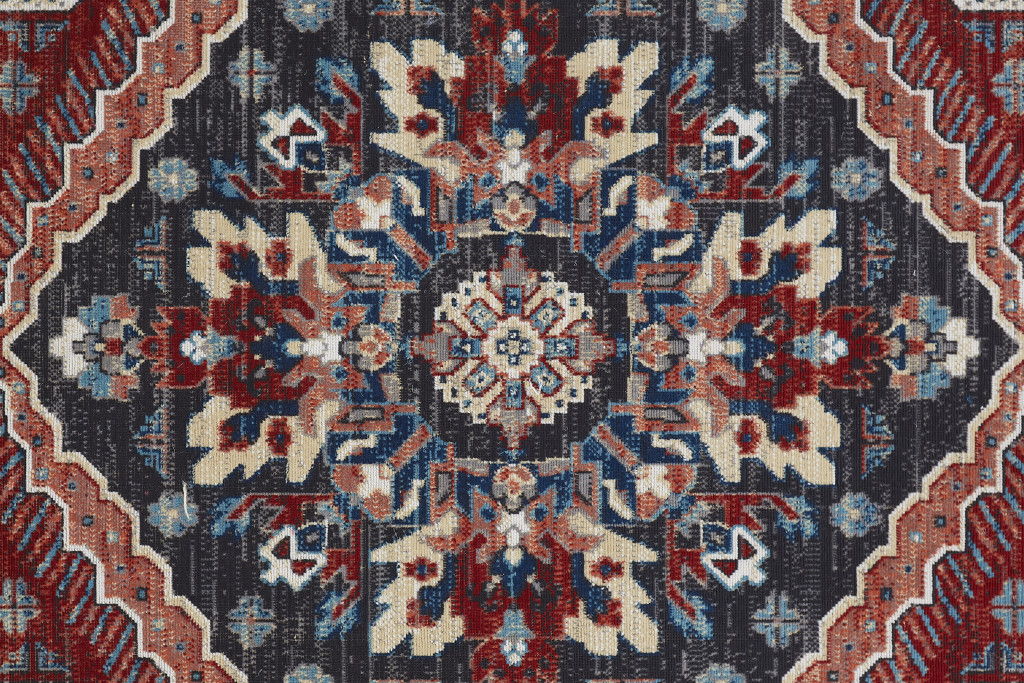 13' x 15' Abstract Power Loom Distressed Area Rug - Blue Gray