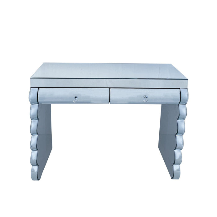 39" Wood Vanity Two Drawer Dresser - Silver
