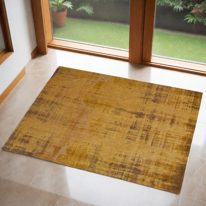 2.6' x 4.9' Abstract Non Skid Area Rug - Brown And Yellow