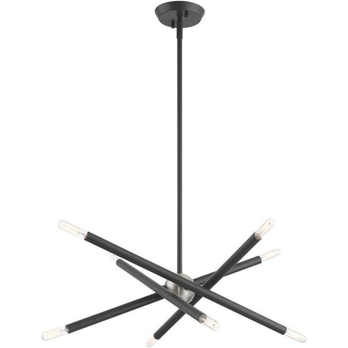 Eight Light Dimmable Chandelier With Shades - Gray