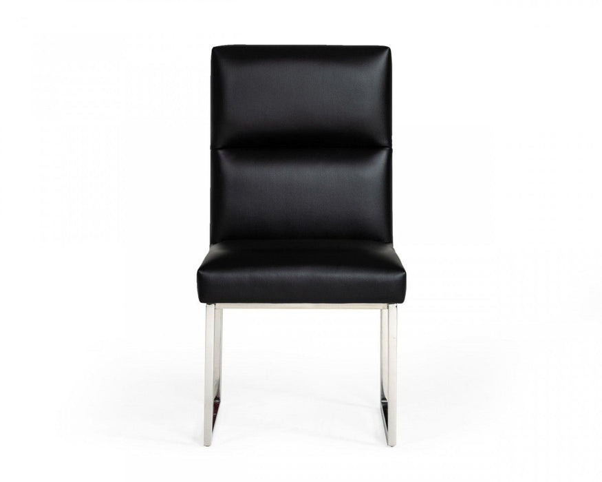 Tufted Faux Leather Dining Side Chairs (Set of 2) - Black