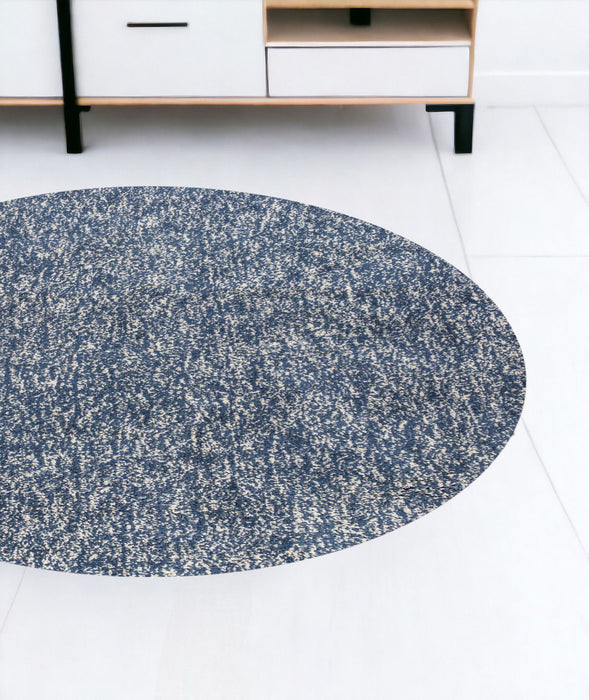 8' Heather Round Indoor Shag Rug - Indigo Ivory
