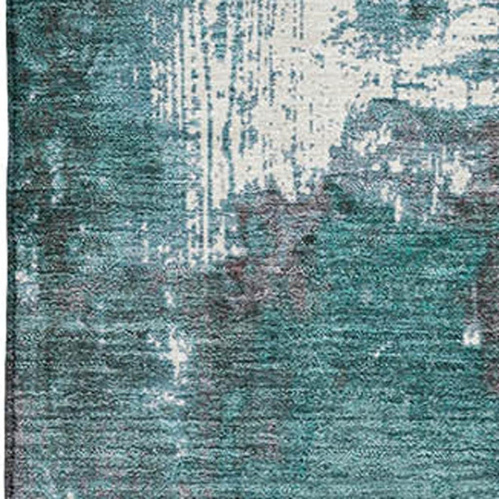 10' X 14' Abstract Washable Area Rug With UV Protection (706379) - Turquoise / Merlot