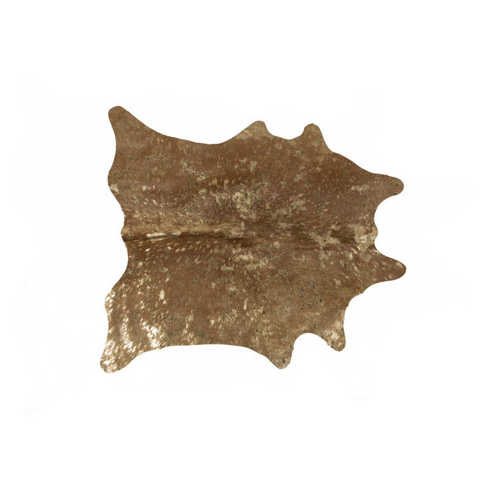 6' x 7' Cowhide Hand Knotted Area Rug - Gold And Brown