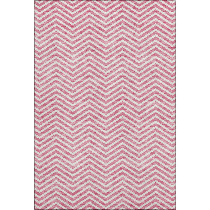 10' X 14' Chevron Washable Area Rug With UV Protection (674269) - Pink / Ivory