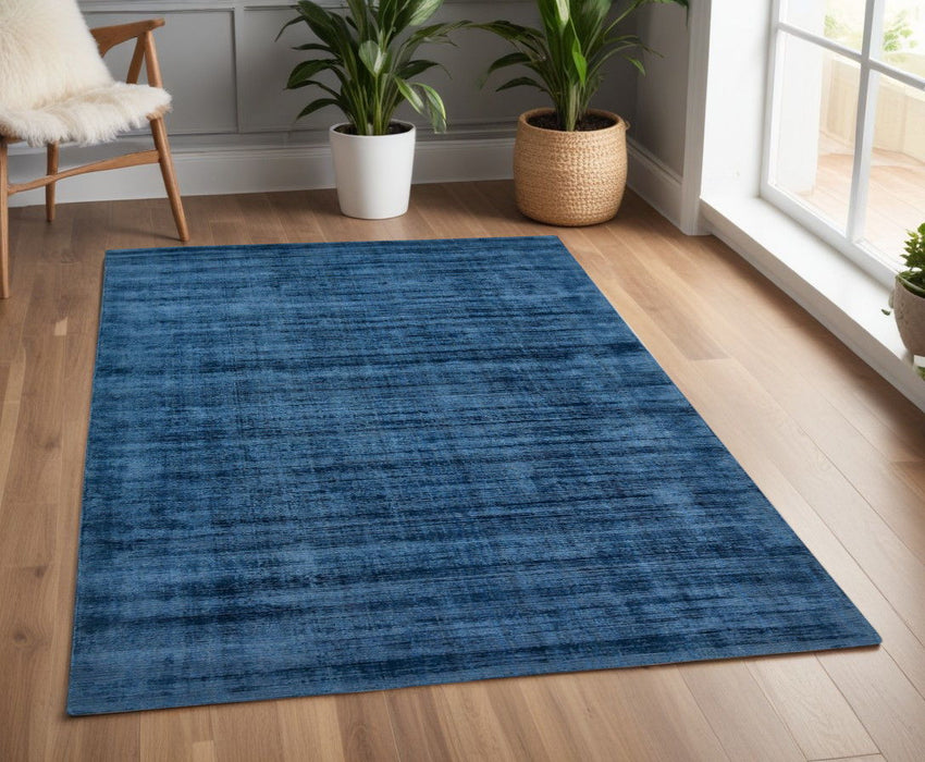 4' X 6' Striped Hand Woven Area Rug - Dark Blue