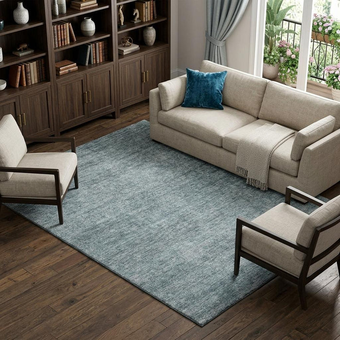 10' X 14' Abstract Washable Area Rug With UV Protection (687991) - Aqua / Beige