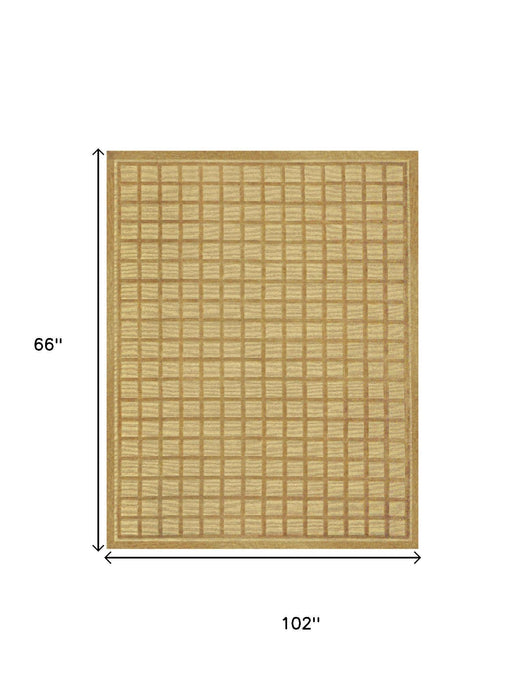 5' X 8' Wool Geometric Hand Knotted Area Rug (744144) - Gold / Brown