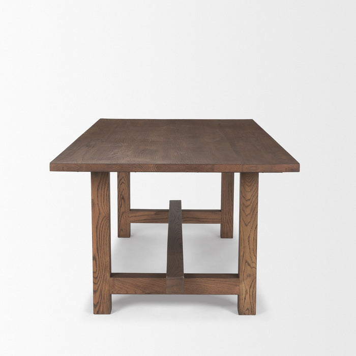 84" Solid Wood Trestle Base Dining Room Table - Brown