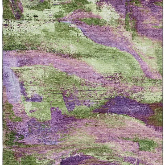 10' X 14' Abstract Washable Area Rug With UV Protection (715585) - Purple / Green