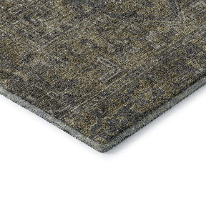 8' X 10' Medallion Distressed Washable Area Rug With UV Protection (649736) - Chocolate / Gray