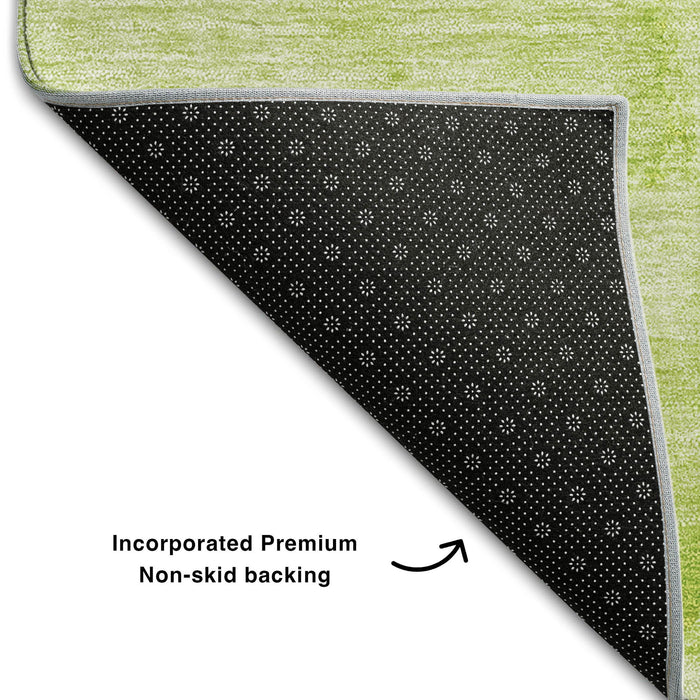 8' X 10' Abstract Washable Area Rug With UV Protection (656278) - Artichoke Green / Ivory