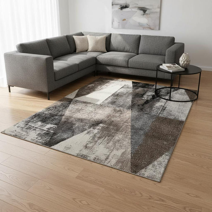 8' X 11' Geometric Area Rug (660169) - Cream / Brown / Black