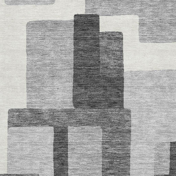 8' X 10' Abstract Geometric Washable Area Rug With UV Protection - Gray