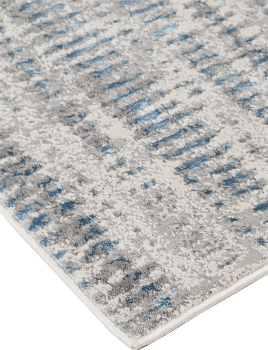 10' x 13' Abstract Stain Resistant Area Rug - Blue Gray And Ivory