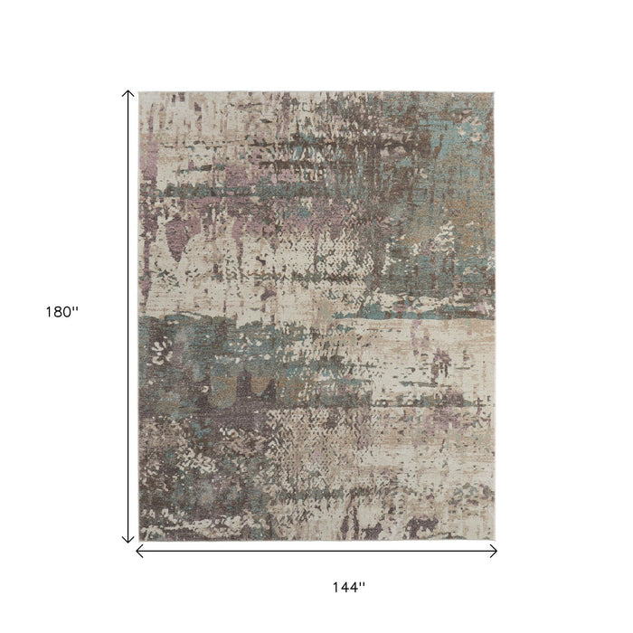12' X 15' Industrial Abstract Distressed Area Rug - Ivory