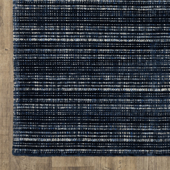 10' X 13' Striped Hand Tufted Area Rug - Navy Blue And Blue