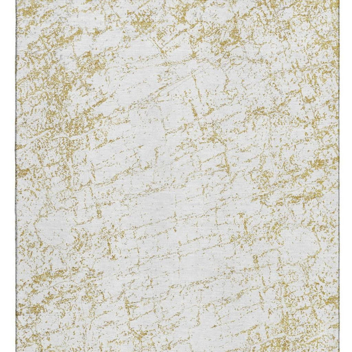 10' X 14' Abstract Washable Area Rug With UV Protection (651076) - Gold / Ivory