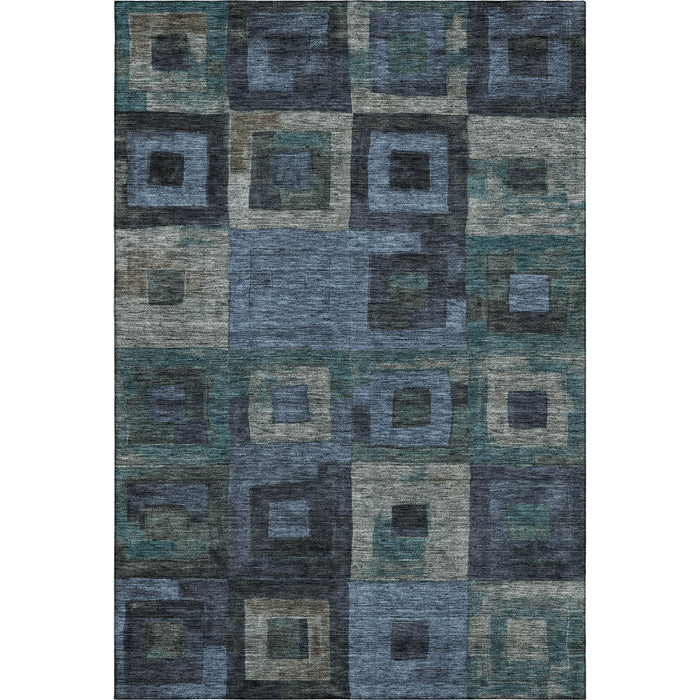 10' X 14' Geometric Washable Area Rug With UV Protection (686675) - Blue / Green