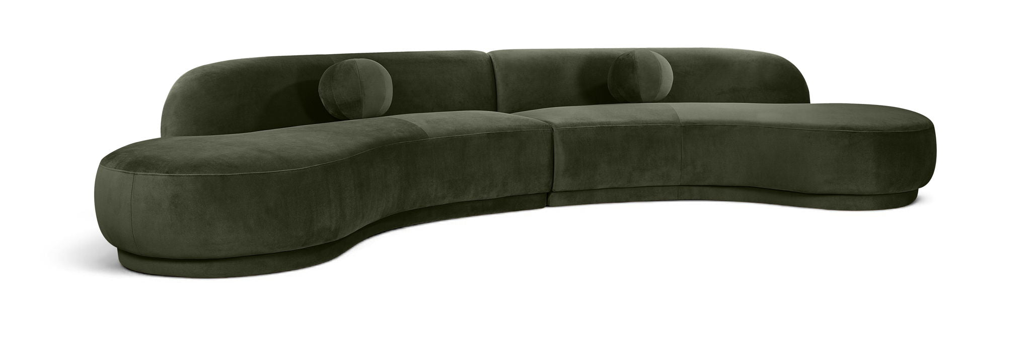 Meridian Furniture Avra velvet performance fabric sectional sofa with plush upholstery and modern design, 146-inch stationary sectional.