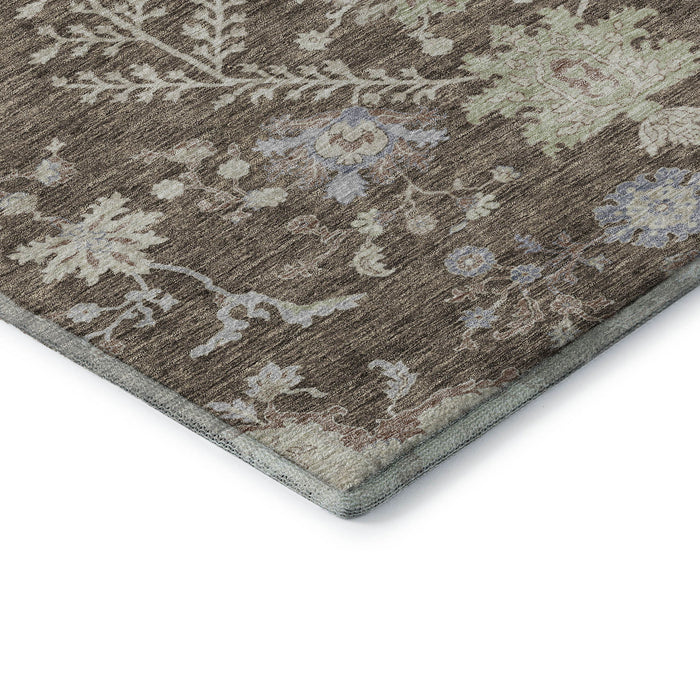 10' X 14' Floral Washable Area Rug With UV Protection (687041) - Brown / Beige / Blue