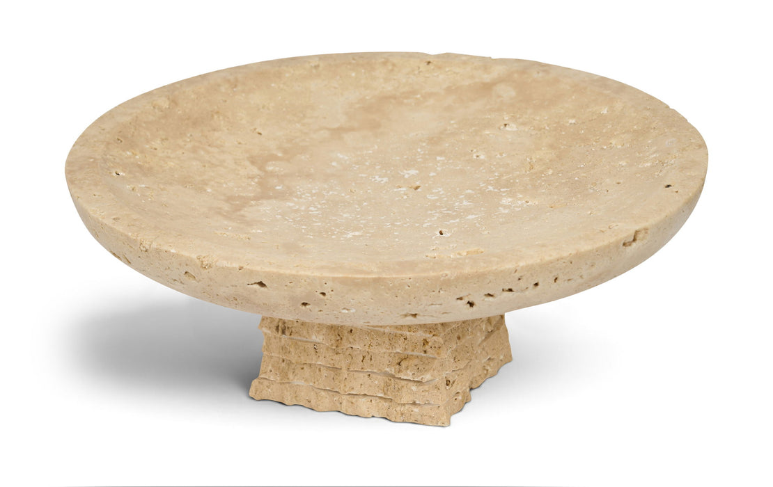 Genuine Travertine Bowl from Meridian Furniture's Colannade collection, showcasing natural stone texture and elegant design.
