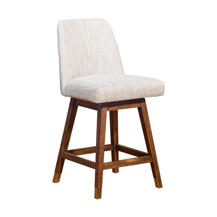 Solid Wood Swivel Counter Height Bar Chair - Beige And Brown