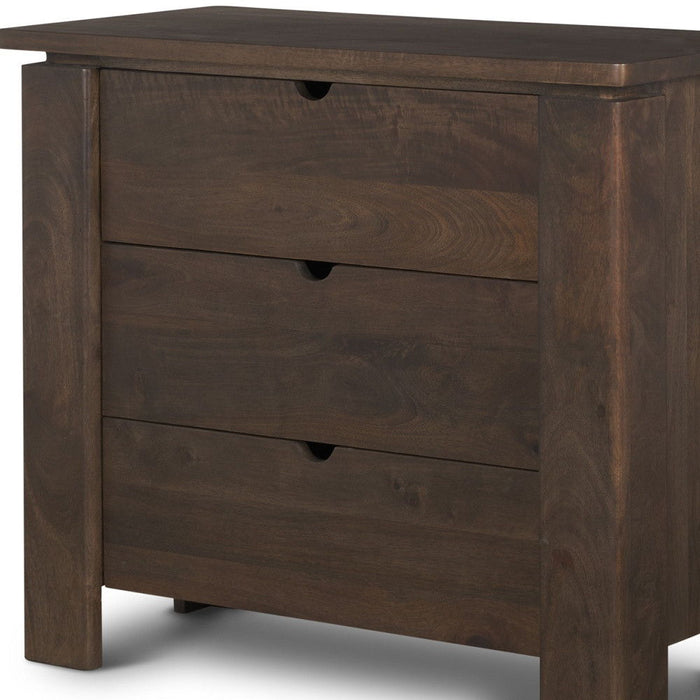 36" Solid Wood Accent Cabinet With Three Drawers - Brown