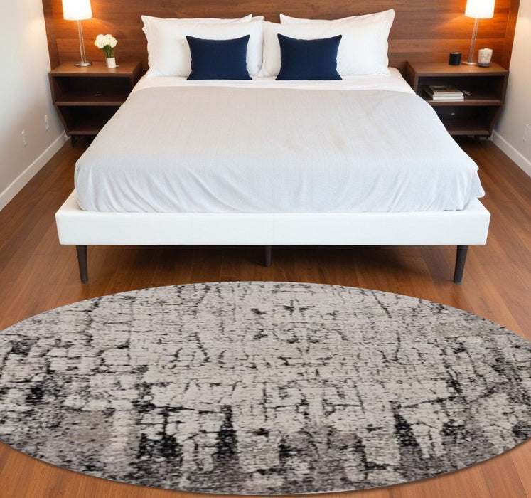 8' Round Area Rug - Gray And Ivory
