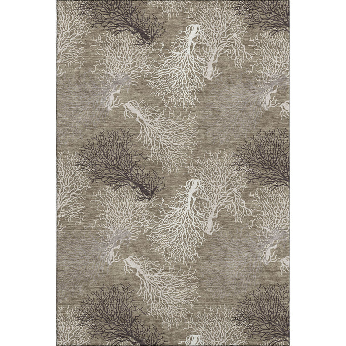 8' X 10' Geometric Washable Area Rug With UV Protection (645754) - Latte / Ivory / Gray