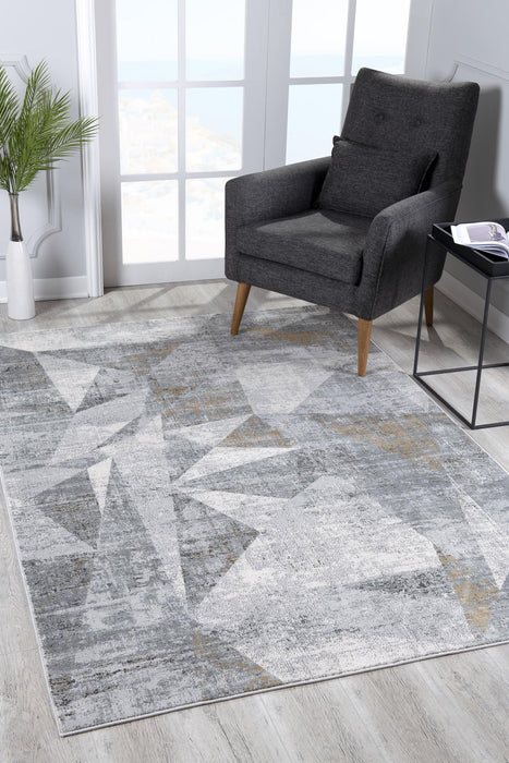 8' x 11' Distressed Prism Modern Area Rug - Gray