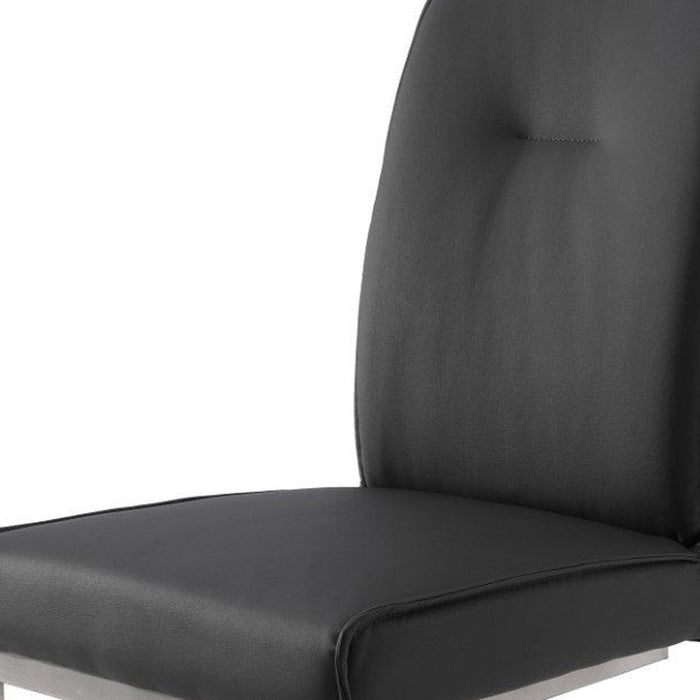 Dining Side Chairs Upholstered Faux Leather (Set of 2) - Gray / Silver