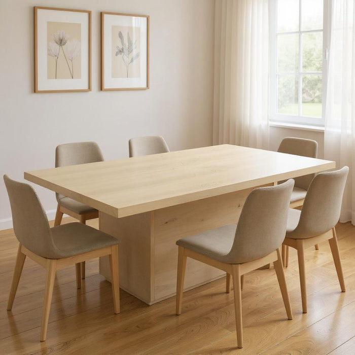 84" Solid Wood Pedestal Base Dining Table - Brown / Natural