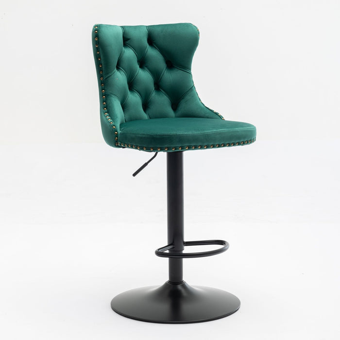 Set of 2 Giga modern upholstered swivel barstools with adjustable height, tufted backs, ideal for home, pub, or kitchen island.