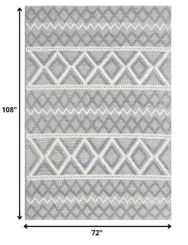 6' x 9' Geometric Handmade Area Rug - Ivory And Gray