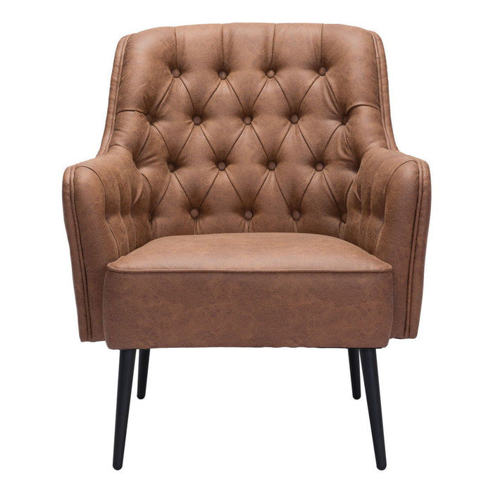 Faux Leather Tufted Arm Chair - Brown And Black