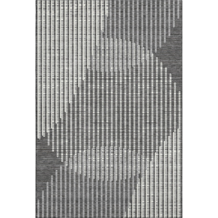 10' X 14' Geometric Washable Area Rug With UV Protection (678784) - Charcoal / Ivory / Gray