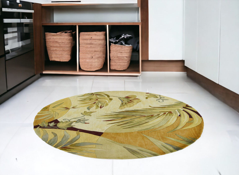 5' Round Wool Area Rug - Coral Or Ivory